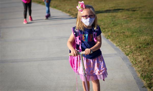 Students walk to school